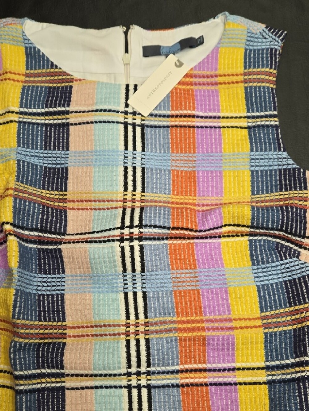 Anthropologie Multicolor Plaid Knit Shift Dress - Picture 2 of 5